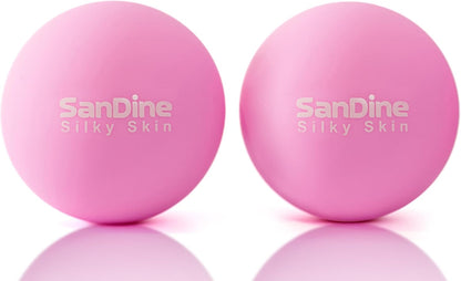 Lacrosse Massage Balls for Deep Tissue Massage - Release Tension Relieve Muscle Soreness Improve Flexibility - Ideal for Myofascial Release Trigger Point Therapy - 2Pack Yoga Balls by Sandine (Red)