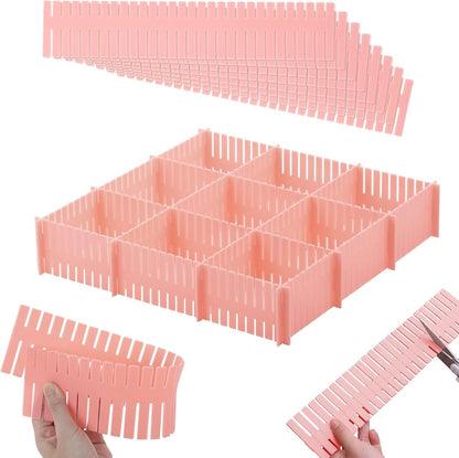14.5 in White Adjustable Drawer Dividers, TWUTGAYW 8PC DIY Grid Drawer Organizer Dividers, Plastic Organizer Separator for Socks Underwear Makeup Cosmetic Clothes Can Help Tidy Kitchen Bedroom Dresser