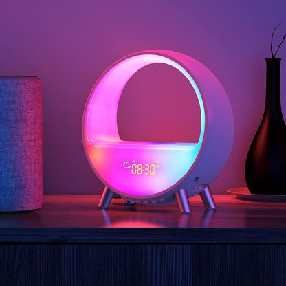 Dekala Arches Gradual Sunrise Alarm Clock with Wireless Charging, Sunset White Noise Sound Machine Loud Sunsire Alarm Clock for Heavy Sleepers Smart Ambient Lamp Sunrise App/Touch Control 2.4G WiFi