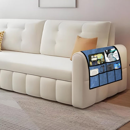 Ntomtuex Armchair Caddy Remote Control Holder for Couch Recliner, Armrest Pocket Organizer for Couch Arm Chair with 7 Pocket for Magazines, Eyeglass, ipad, Phone, Brown