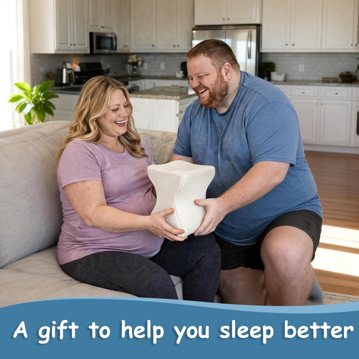 King Mills Plus Size Knee Pillow for Sleeping, Extra Large | Side Sleeper Pillow Between Legs, Memory Foam Ergonomic, For Back Pain and Sciatica, Two Replaceable Cover
