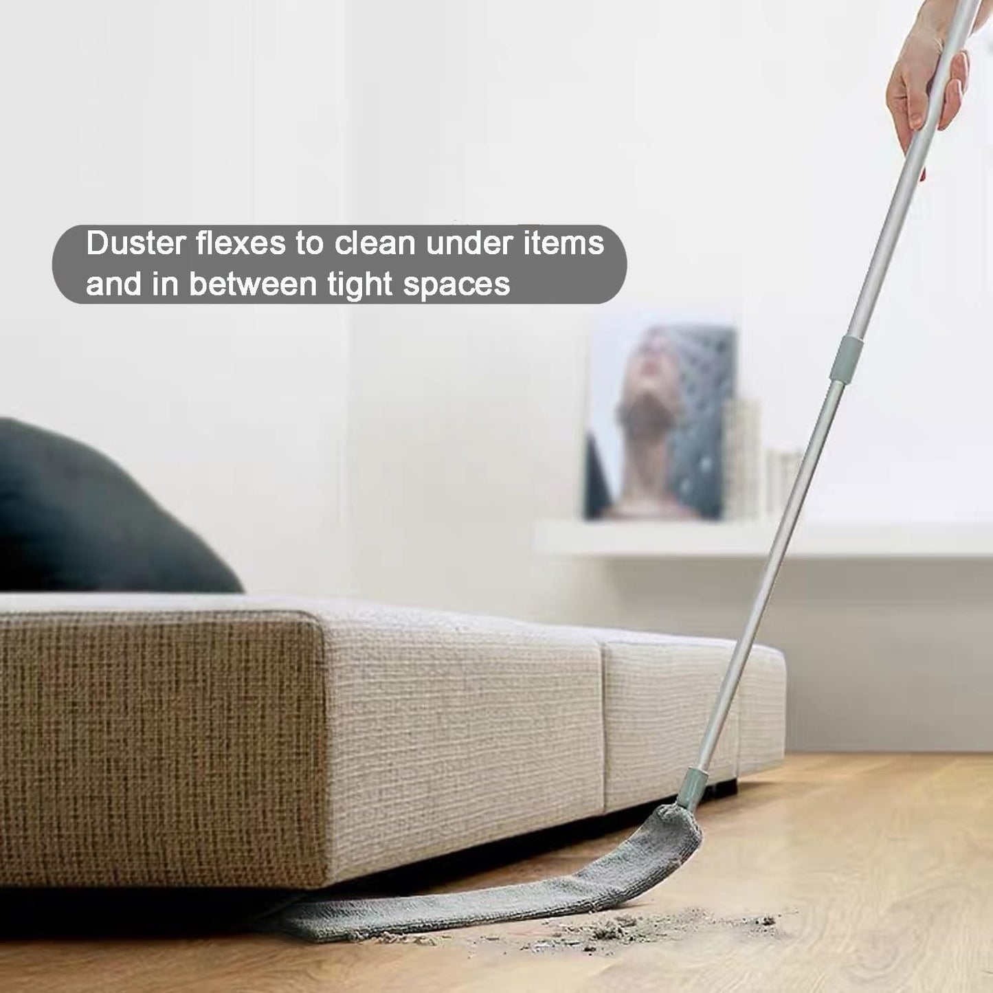 Dust Brush Under Appliance Microfiber Duster 40 - 55 in with 2 Cloth