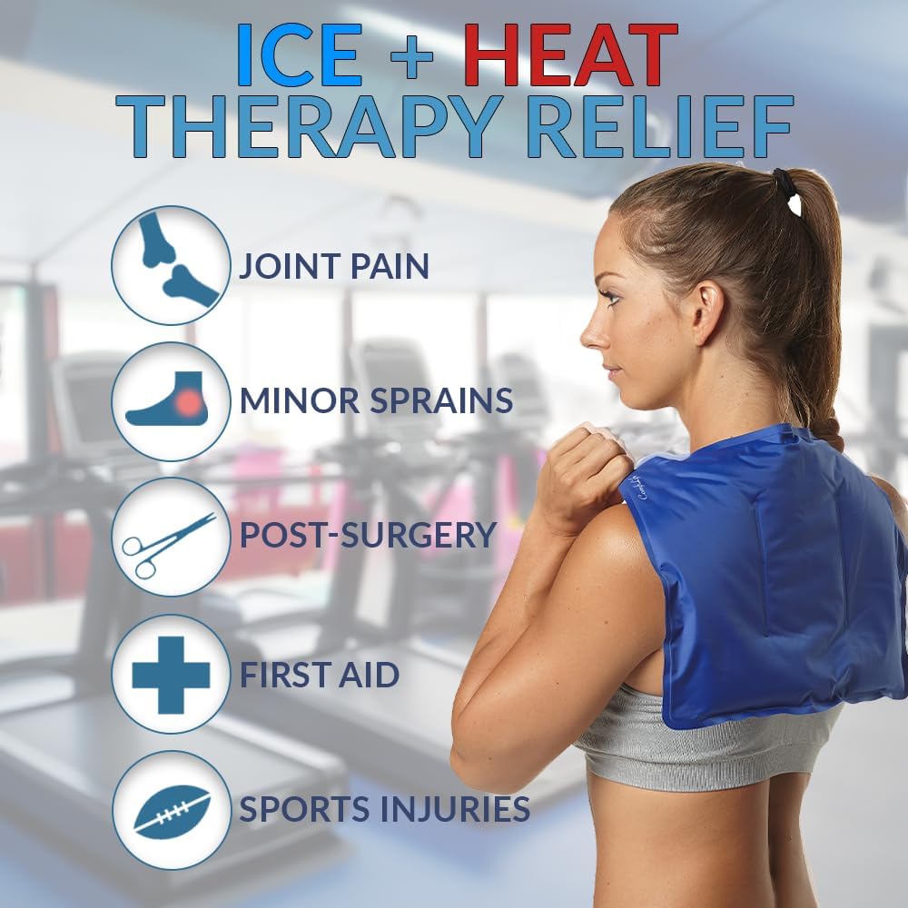 ComfiLife Knee Ice Pack with Wrap Reusable Hot & Cold Therapy Gel Pack Adjustable Compression Support for Injuries, Pain, Surgery, Arthritis, Meniscus and More