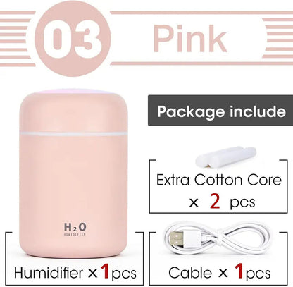 Portable Mini Humidifier, Colorful Volcanic Texture, 300mL Cool Mist Humidifier, USB Powered, Auto Shut-Off. Perfect for Bedroom, Office & Car.