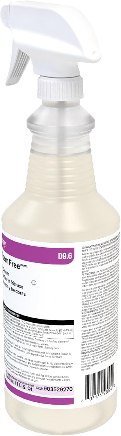 Diversey SUMA Foam Free Oven & Fryer Cleaner Refill, Degreaser, 32 oz