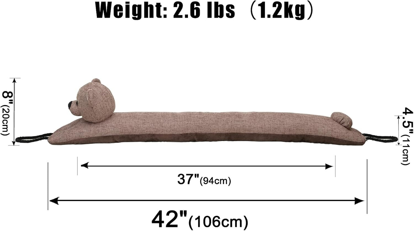 Under Door Draft Stopper Decorative Wind Stopper 36 inch for Door & Window, Weighted Animal Air Draft Stopper for Bottom of Door with Hanging Loops - Brown Dog
