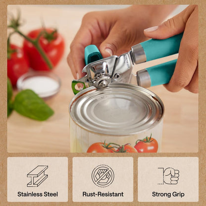 GORILLA GRIP Original Model Stainless Steel Smooth Edge Manual Can Opener and Bottle Openers, US Designed, Comfortable Handle, Oversized Handheld Turn Knob, Multifunctional Kitchen Tool, Gray