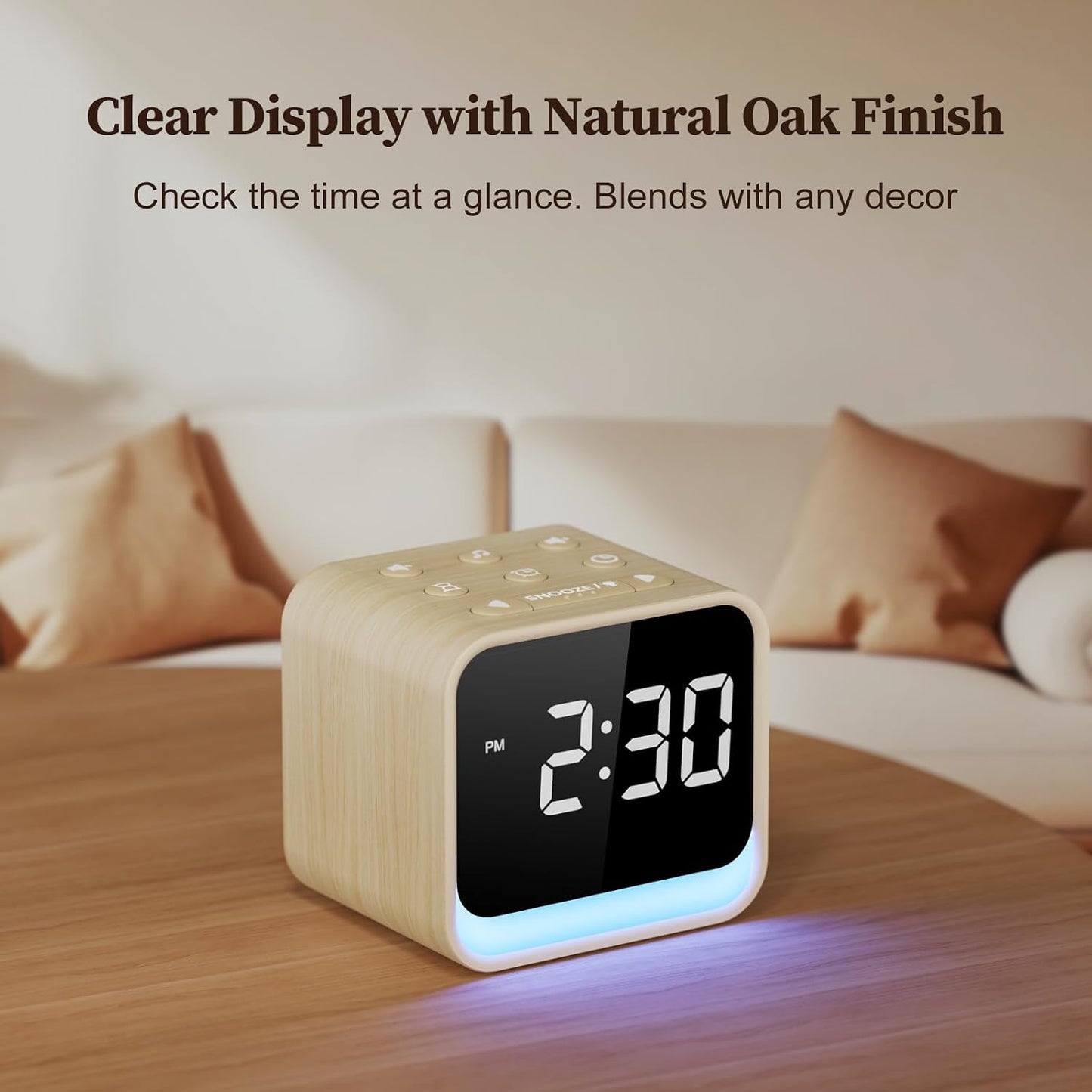 Housbay Wooden Sound Machine Alarm Clock for Bedrooms - Gentle Wake-Up with Birdsong, White Noise for Sleeping, Small Digital Clock for Phone-Free Routine