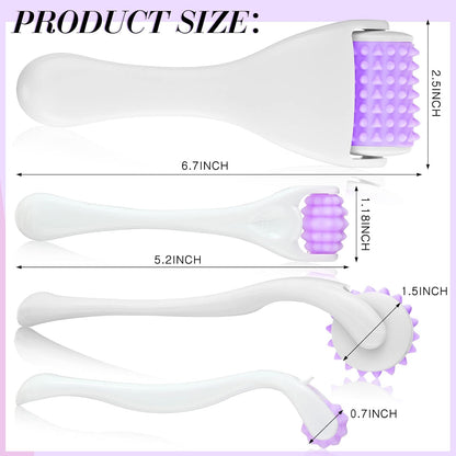 Tondiamo 2 Pcs Muscle Roller Portable Small Silicone Massager Roller Deep Tissue Muscle Massage Stick Cellulite Remover Scar Tissue Massager for Relief Face Neck Arm Back Leg(White,Silicone)
