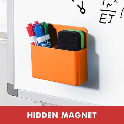 BEYGORM Plastic Magnetic Pen Holder, Powerful Magnet, 2 Pack | Classroom Must Haves, Dry Erase Marker Holder for Whiteboard, School Locker Organizer, Pencil Cup for Refrigerator(Black)