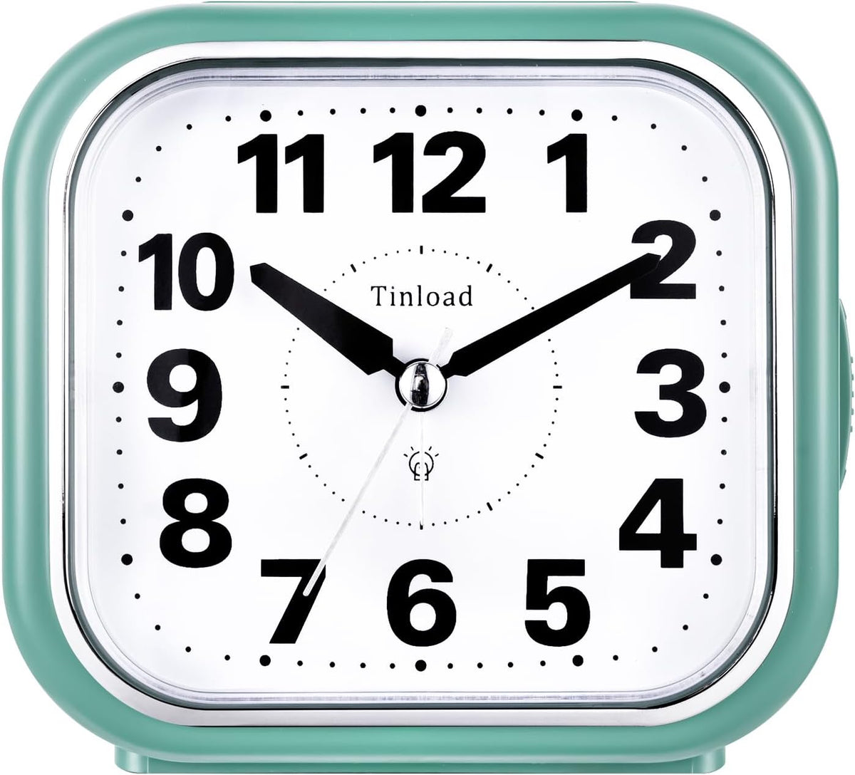 Tinload 4.3" No Ticking Analog Alarm Clock,Silent Readable for Seniors,Easy to Set,Gradual Rise Alarm,Big Numbers,On/Off Switch on Side,Gentle Wake,Snooze,Lighted on Demand,Battery Operated,Black