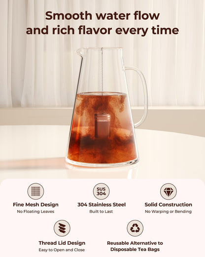 2 Pack Reinmoson 304 Stainless Steel Tea Infuser for Loose Leaf Tea | 1.58” x 2.2” Extra Fine Mesh Tea Strainers Ball, Threaded Lid, Loose Leaf Tea Steeper for Black Tea, Rooibos, etc