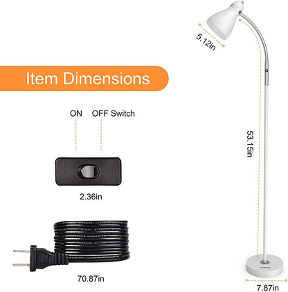 LEPOWER Floor Lamp, Metal Standing Lamp with Adjustable Gooseneck for Dorm | Easy to Assemble, E26 Base, Sturdy Metal Base, Convenient Switch, Task Reading Pole Lights for Office & Bedroom, Living Room