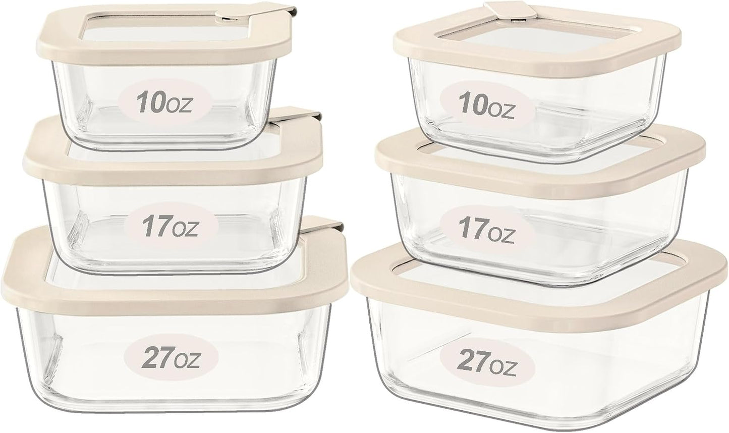 Glass Food Storage Containers with Glass Lids, Microwave Safe Food Container Set, Aitight Meal Prep Container Set, BPA Free, 2 extra Colanders, LeakProof, 2 Pack of 60oz