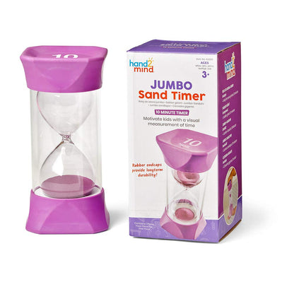 hand2mind Orange Jumbo Sand Timers, 5 Minute Sand Timer, Hourglass Sand Timer with Soft Rubber End Caps Offers Quiet Pausing, Classroom Sand Timers for Kids, Teeth Brushing and Game Timer (Set of 1)
