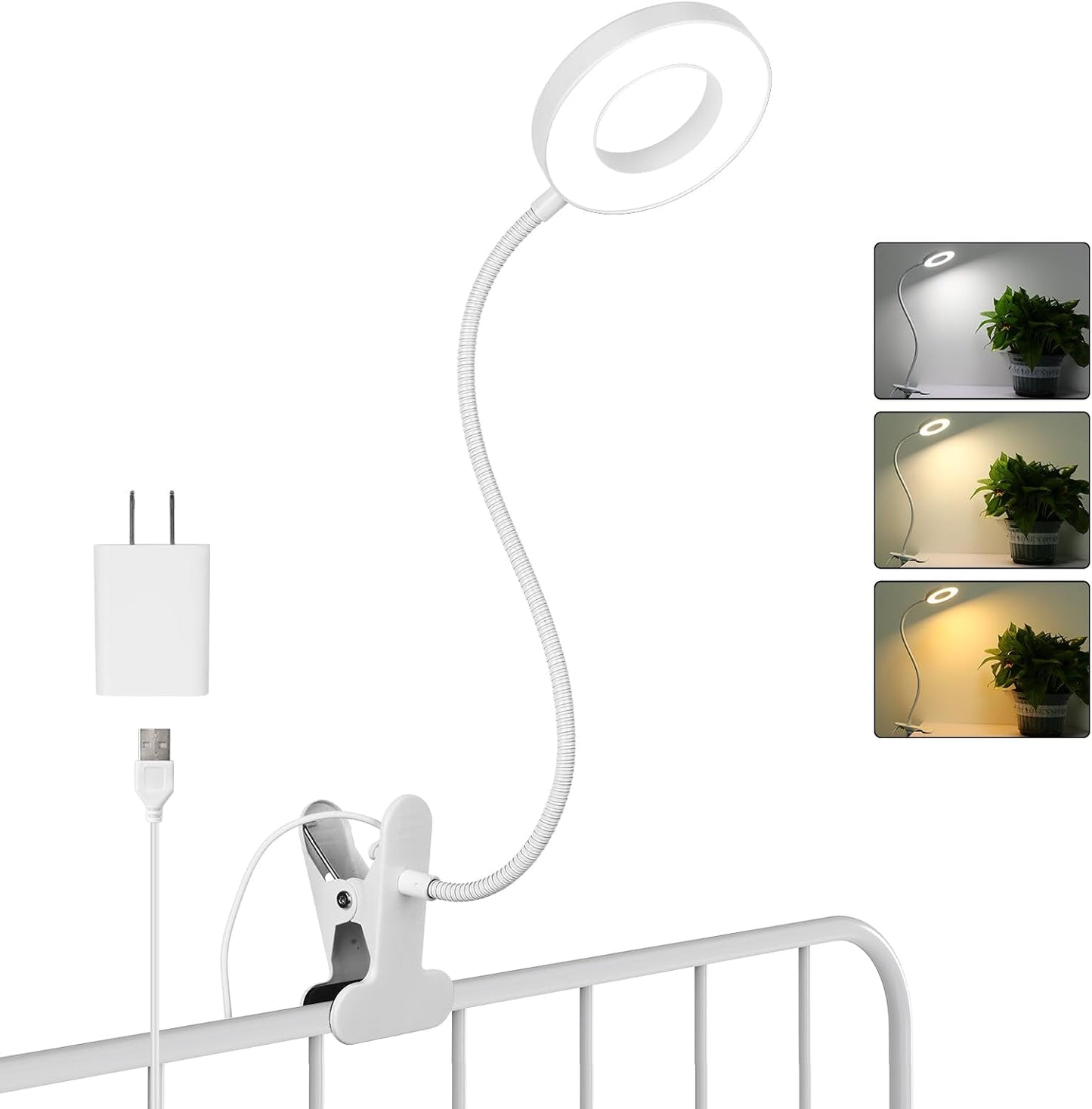 Woputne Desk Lamp Clip on Light for Bed Book Reading (Black) | 10 Dimmable Brightness 3 Light Modes Desk Lights for Home Office Clamp Bedside Lamp for Painting, Craft, Study