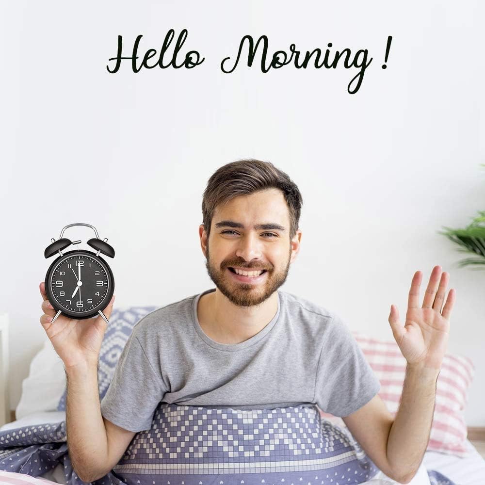 Azyh Loud Alarm Clock for Heavy Sleepers Adults, Metal 4 Inches Twin Bell Battery Operated Alarm Clocks for Bedrooms Decoration, Silent Non-Ticking, Back-to-School Gift (Red Brown)