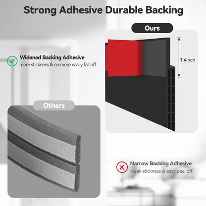Ohuhu Door Draft Stopper, 1" Wide Adhesive Weather Stripping Seal, 39" | self-adhesive silicone, for interior exterior doors, 3-layer soundproof, save energy, blocks drafts, noise, light, dust, bugs