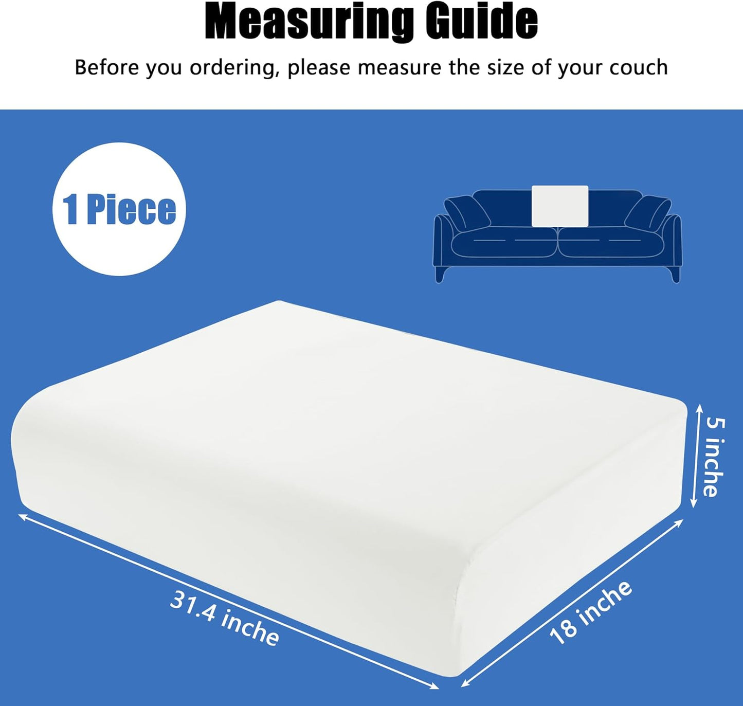 ROYALAY High Density Foam Couch Back Cushions Replacement Back Pillow Sofa Waist Cushion Stuffing Fill Supportive Back Pillow 1 Pack, Supportive Lumbar Support Pillow for Sofa, Couch-32 x18