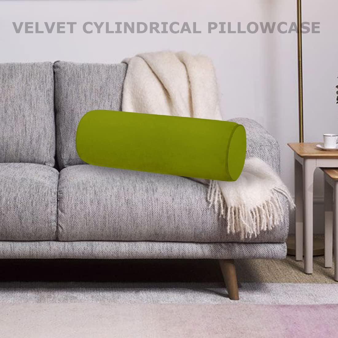 Neck Roll Pillowcases Velvet Cylindrical Pillow Covers 16"x6" with Hidden Zipper for House Home Decor Neck Roll Pillow Cervical Neck Roll Memory Pillow Cylinder Round Cushion (Black, 16x6)