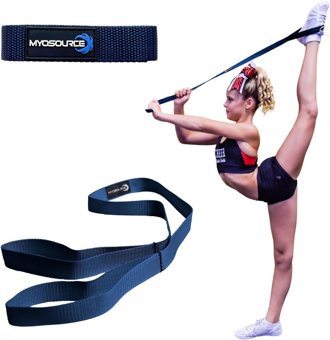 Cheerleading Flexibility Stunt Strap - Improve Stretching and Stunts for Cheer Dance Gymnastics & Physical Therapy – Stocking Stuffers Present for Kids Girls Adults - 12 Colors