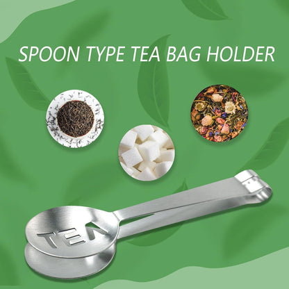 4 Pack Stainless Steel Tea Bag Squeezer Tea Bag Holder Strainer Clip Tea Bag Spoon Tea Bag Tongs for Loose Tea Gripping Ice Cubes Loosing Leaf