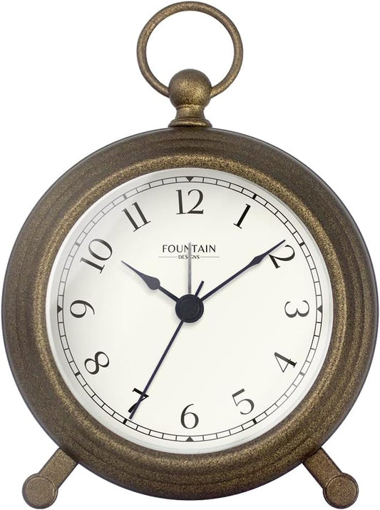 5.4" Jensen Pocket Watch Analog Alarm Clock,Morning Silver | Silent Non Ticking,Durable Metal,Loud Desk & Shelf Alarm Clocks for Bedroom,Home Office, Mantel & Living Room