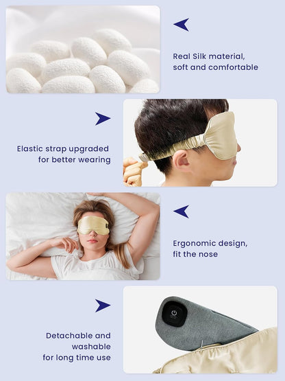 Dearan Upgraded 3 Temperature Modes Silk Heated Eye Mask Cordless,Rechargeable Warm Eye Heating Pad No Pressure for Dry Eyes, Sleep Eye Mask Christmas Gift for Men Women