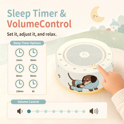 Kipcush White Noise Machine for Baby & Adults, 30 Soothing Sounds, Sleep Sound Machine with 8 Color Night Light, Memory Function, White Noise for Sleeping, Nursery, Office, Travel & Relaxation