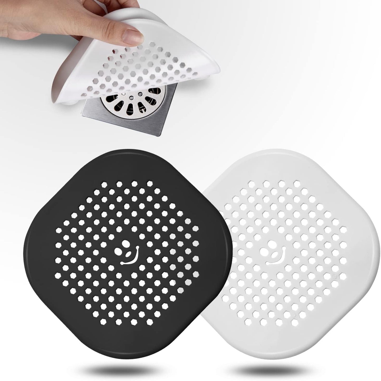 2 Pack Drain Hair Catcher Silicone Bathroom Accessories Shower Drain Protector Sink Drain Strainer Hair Stopper for Shower Kitchen Bathroom Tub Grey