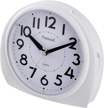 Tinload 5.5" Large Analog Alarm Clock Silent Non Ticking, Gentle Wake, Beep Sounds, Increasing Volume, Battery Operated Snooze and Manual Light, Easy Set