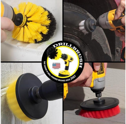 Drillbrush Electric Nylon Drill Brush Attachment Set for Bathroom Cleaning | Power Scrubber Brush Kit for Bathtub, Shower & Tile - Grout Cleaner Kit - All-Purpose Household Cleaning Brushes for Drill