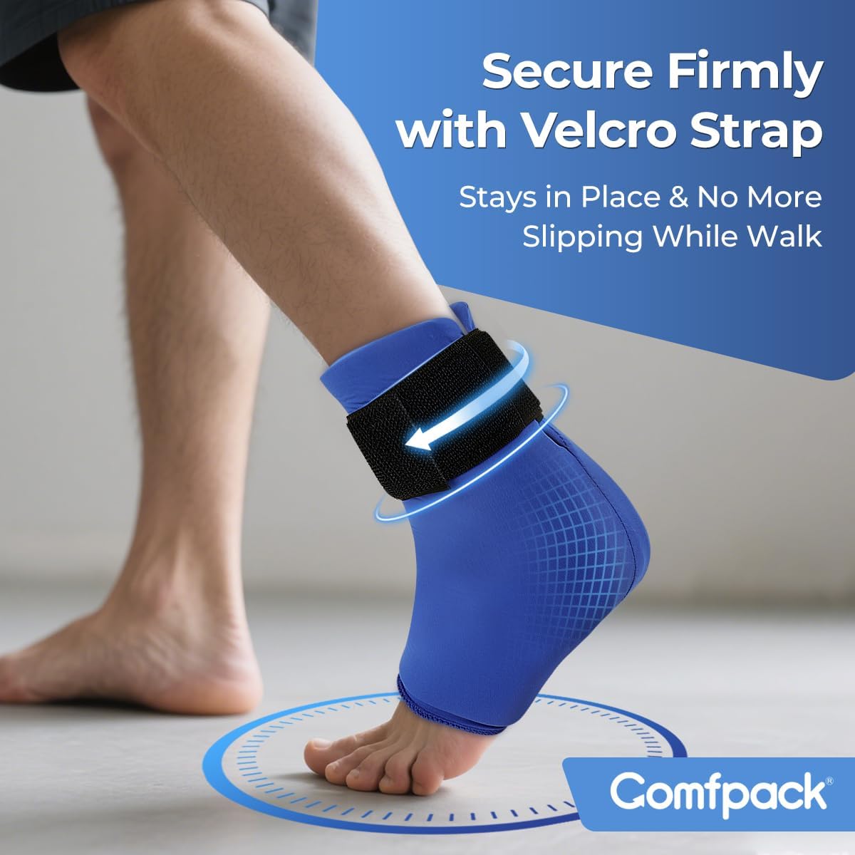 Comfpack Ankle Ice Pack Wrap - Reusable Hot & Cold Therapy | Flexible gel wrap for 360° foot pain relief, perfect for plantar fasciitis & sprains.
