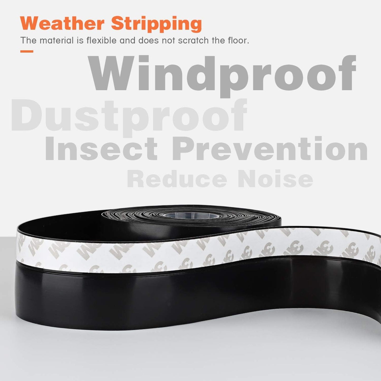 26 Feet Silicone Seal Strip,Door Weather Stripping Door Seal Strip Window Seal Silicone Sealing Tape for Door Draft Stopper Adhesive Tape (Transparent, 45mm)