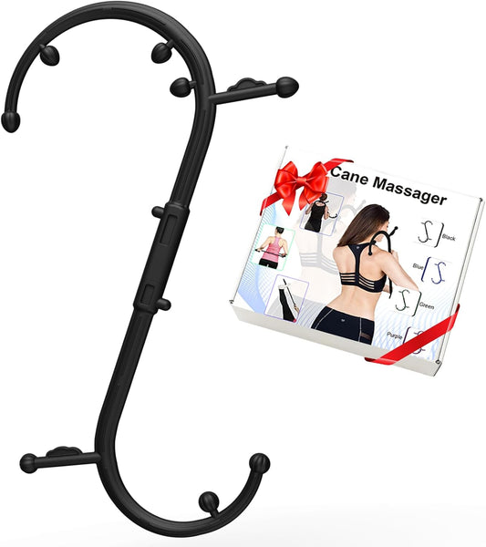 AISZG Back and Neck Massager - Massage Trigger Point Cane,Birthday Gifts for Women Men Her Him Mom,Valentines Day Gifts for Her Him Boyfriend(Black)
