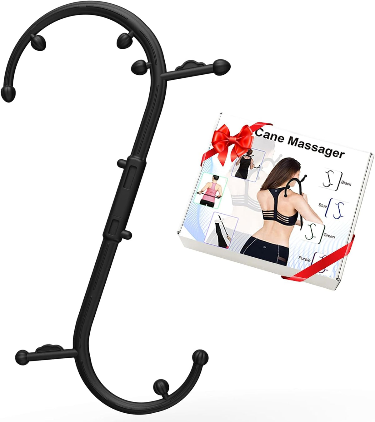 AISZG Back and Neck Massager - Massage Trigger Point Cane,Birthday Gifts for Women Men Her Him Mom,Valentines Day Gifts for Her Him Boyfriend(Black)