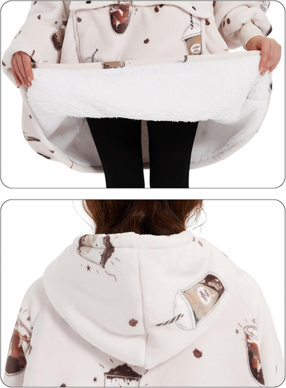 Wearable Blanket Hoodie for Adults With Pocket Strawberry Hoodie | Sherpa, Fuzzy Blanket Hoodie, Oversized Sweatshirt Blanket, Kangaroo Pouch, Cute Birthday Gifts for Sister, Cute Stuff