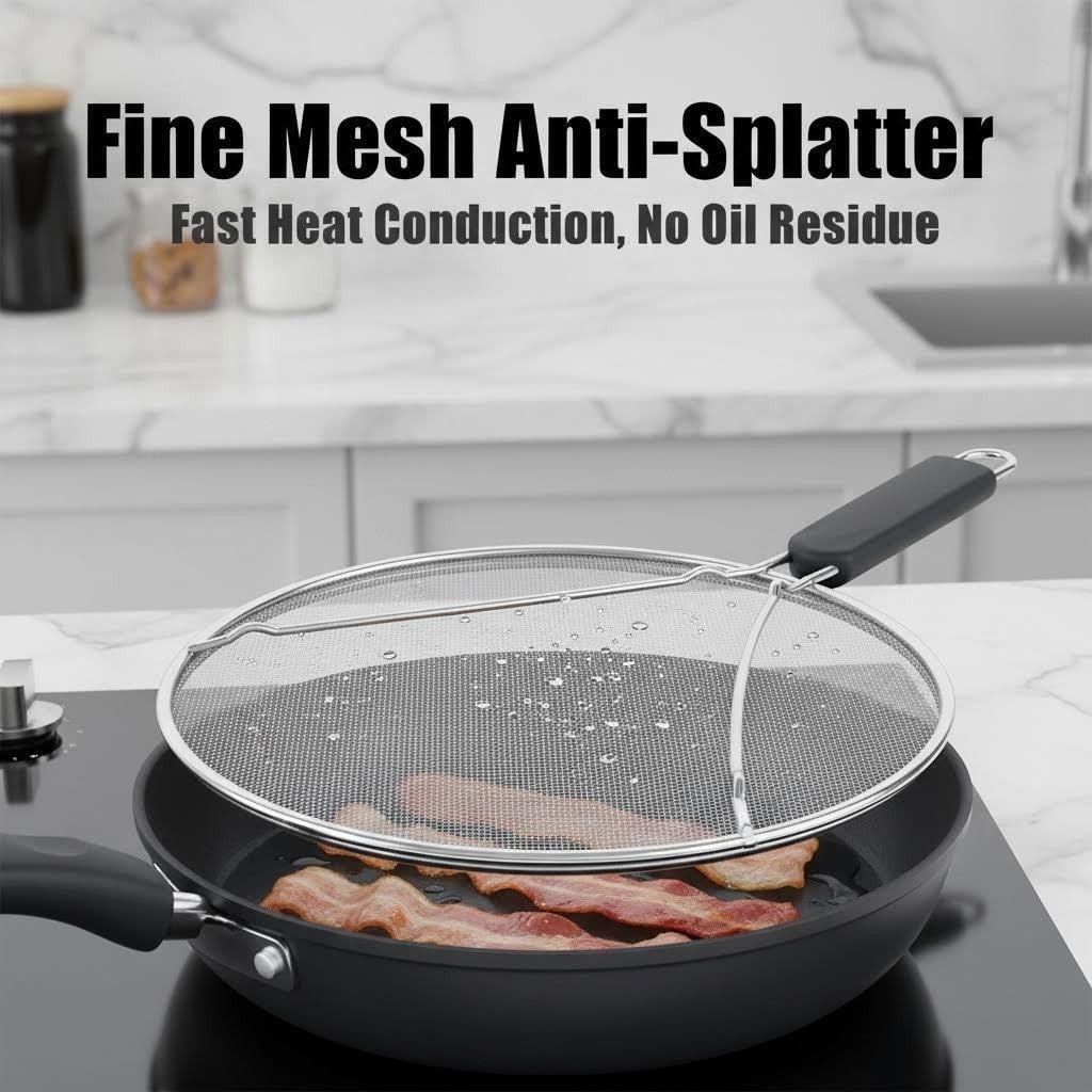 Stainless Steel Splatter Guard Set of 2, 13in & 9.84in for Frying Pan | Heavy Duty Grease Splatter Screen, Oil Splash Protection, Dishwasher Safe, Easy to Hang