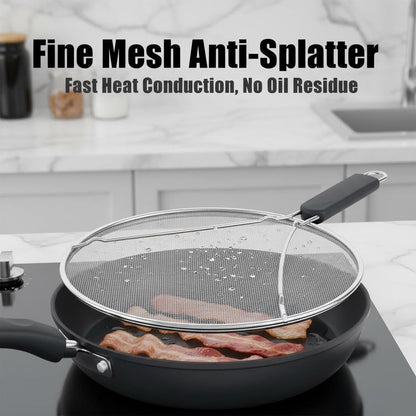 Stainless Steel Splatter Guard Set of 2, 13in & 9.84in for Frying Pan | Heavy Duty Grease Splatter Screen, Oil Splash Protection, Dishwasher Safe, Easy to Hang