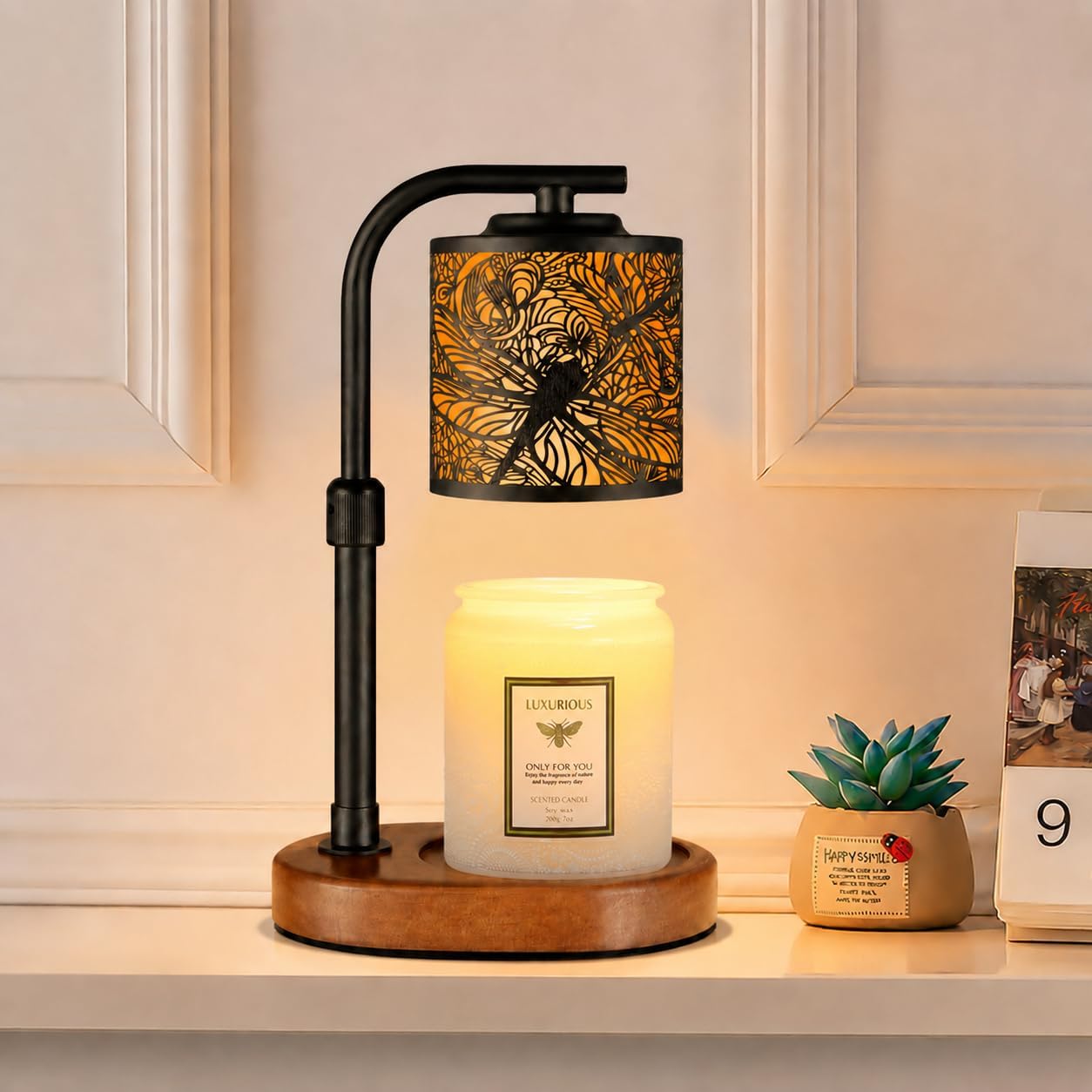 kobodon Candle Warmer Lamp with Timer Dragonfly Electric Candle Lamp Warmer | Birthday for Mom Women Home Bedroom Decor Wax Melt Warmer for Scented Wax with Jar Candles