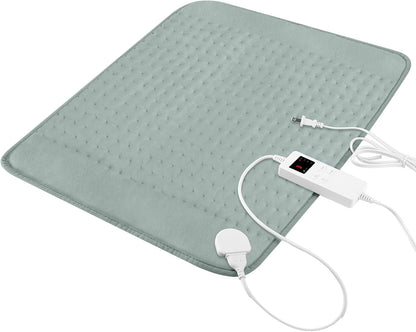 Heating Pad for Period Cramps, Heating Pad for Back/Neck/Shoulder Muscle Pain, 6 Heating&4 Timer Setting, Auto Shut Off, Dry/Moist Heat & Machine Washable, Gray Birthday Christmas Gifts for Women Mom