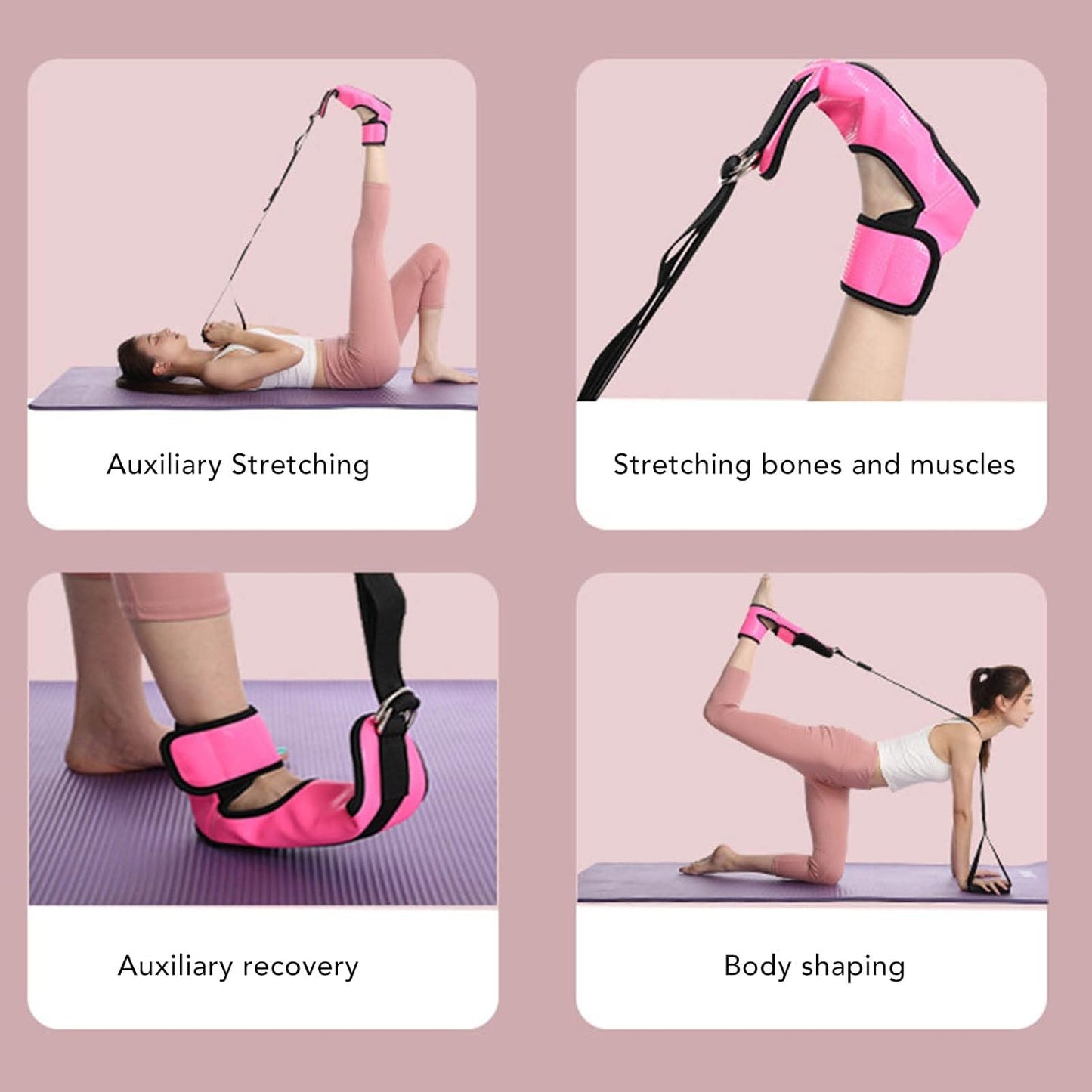 Foot Stretching Strap - Leg Stretcher Belt for Plantar Fasciitis, Relaxes Muscles, Improves Flexibility - Breathable Elastic Calf Strap for Physical Therapy and Exercise