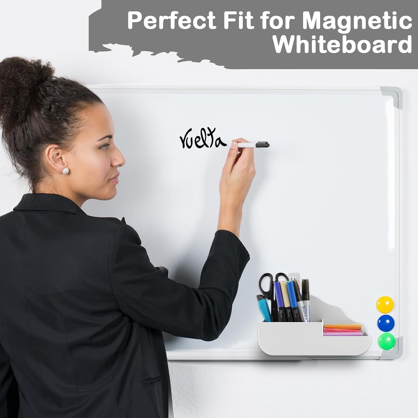 KITANIS Magnetic Pen Holder,2 Pack Magnetic Dry Erase Marker Holder with Generous Compartments,Strong Magnet Storage Marker Pen Pencil Organizer for Refrigerator,Whiteboard,Locker Accessories