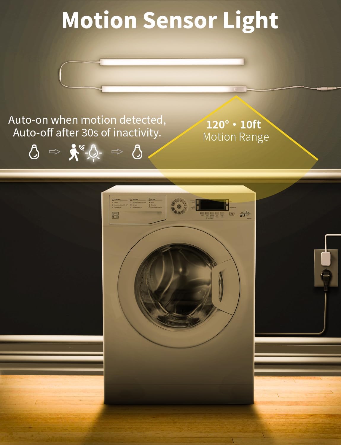 Under Cabinet Lighting LED Motion Sensor Lights Plug in Indoor, 16 inch 500LM 12V Under Counter Super Bright Ultra Thin Magnetic for Kitchen/Closet/Hallway/Toilet/Garage(Cool White/6000K)
