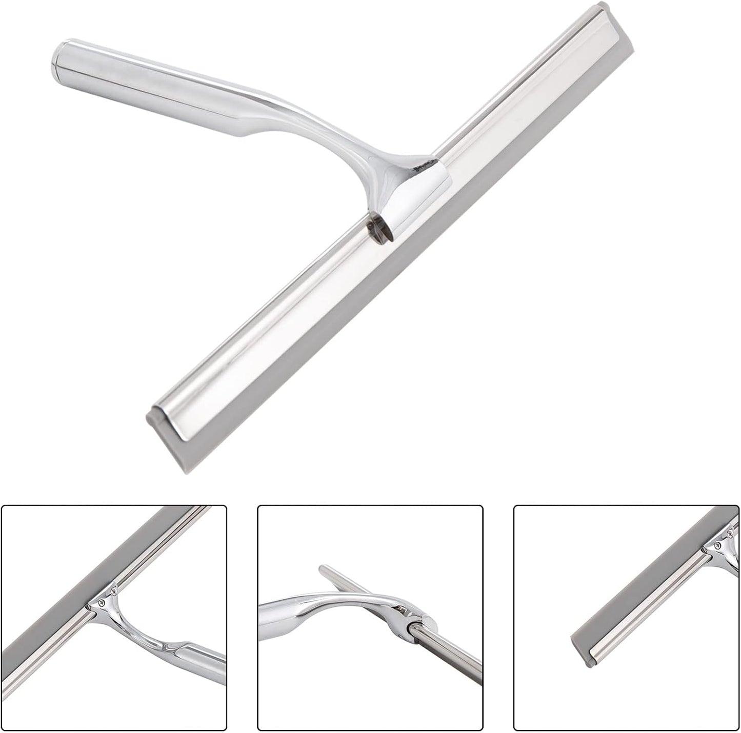 Shower Squeegee for Glass Doors, Squeegee for Shower Glass Door, Window and Car Glass, Mirrors - All-Purpose Stainless Steel Squeegee, 10 Inches and Black