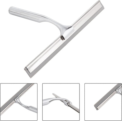 Shower Squeegee for Glass Doors, Squeegee for Shower Glass Door, Window and Car Glass, Mirrors - All-Purpose Stainless Steel Squeegee, 10 Inches and Black