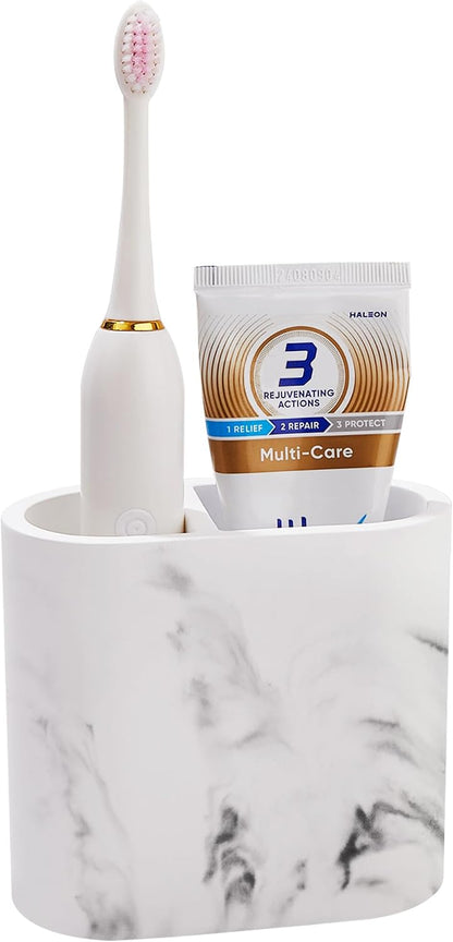 Quick Drying Toothbrush Holder for Bathrooms, Diatomite Countertop Organizer for Electric Tooth Brush, Toothpaste, Razor, Makeup Brush, White, 2 Slots