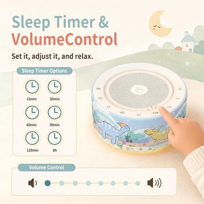 Kipcush White Noise Machine for Baby & Adults, 30 Soothing Sounds, Sleep Sound Machine with 8 Color Night Light, Memory Function, White Noise for Sleeping, Nursery, Office, Travel & Relaxation