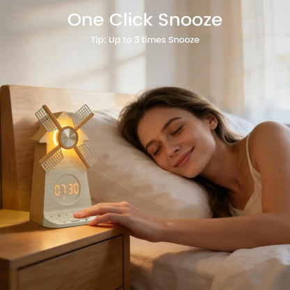 Sunrise Alarm Clock Rotating Windmill, White Noise Sleep Aid Gift | 20 Soothing Sounds, Easy Snooze Wake Up Light, 4-Level Dimmer Bedside Night Light, 30/60/90min Timer, Bedroom for Adults/Kids