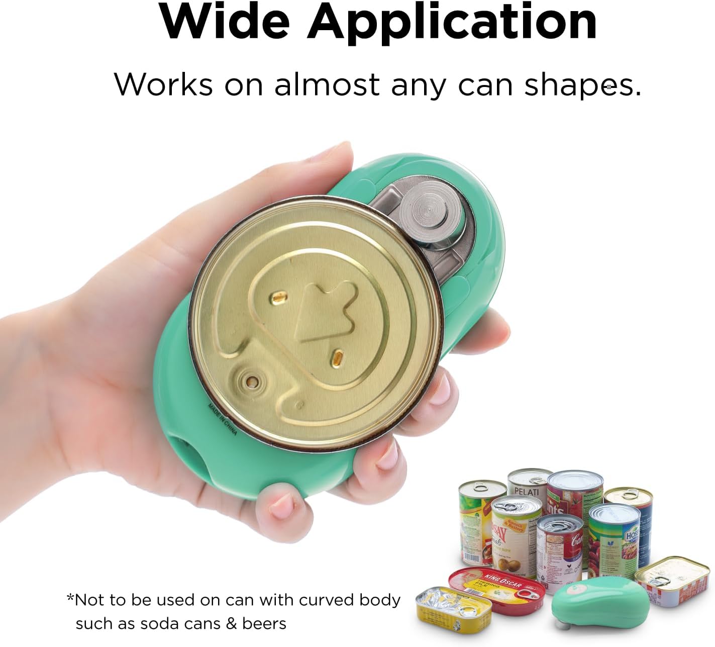 Kitchen Mama One Touch Electric Can Opener, Avocado | Opens with One Button Press, Auto-Stop, Smooth Edge, Cordless, Battery Operated